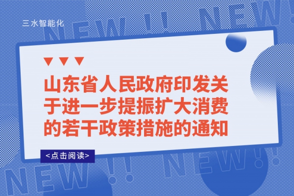 山東省人民政府印發(fā)關(guān)于進(jìn)一步提振擴(kuò)大消費(fèi)的若干政策措施的通知